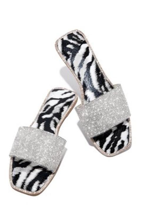 Rhinestone Flat With Flip Flop Slip-On Casual Summer Slippers *