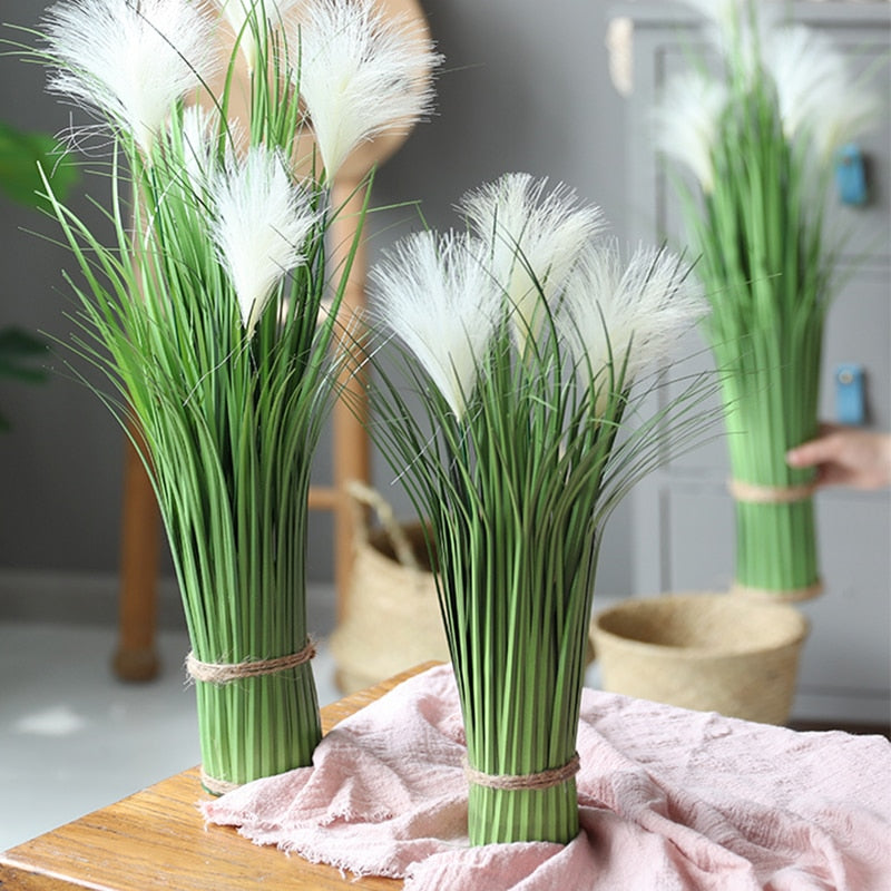 (2 PCS) 60cm 5 Heads Large Artificial Reed Tropical Fake Plants Faux Onion Grass