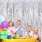 2pcs 3ft x 8.3ft Silver Metallic Tinsel Foil Fringe Curtains Photo Booth Props for Birthday Wedding