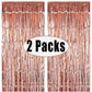 2pcs 3ft x 8.3ft Rose Gold Metallic Tinsel Foil Fringe Curtains Photo Booth Props for Birthday Wedding