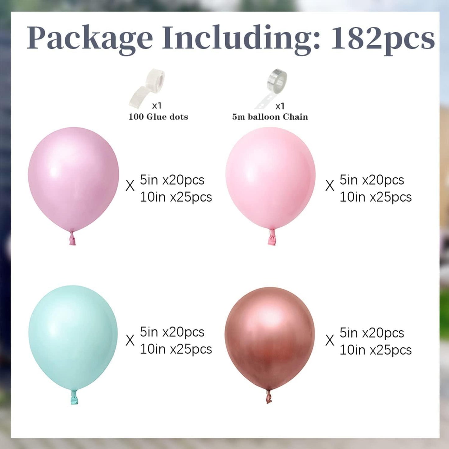182pcs Rose Gold Pink Balloon Arch Kit Lavender Balloon Garland for Bridal Shower Bachelorette Wedding Birthday