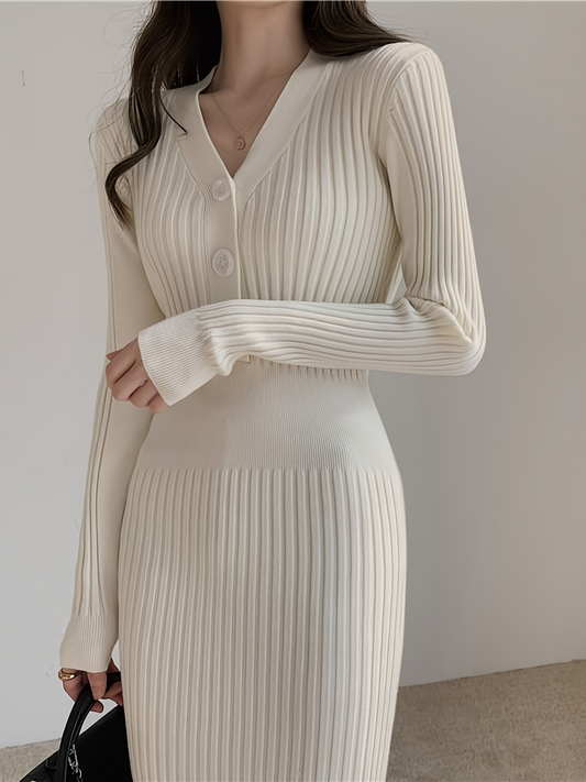 Long Slim Sweater Dress Over The Knee Autumn And Winter Western Style Knitted Dress