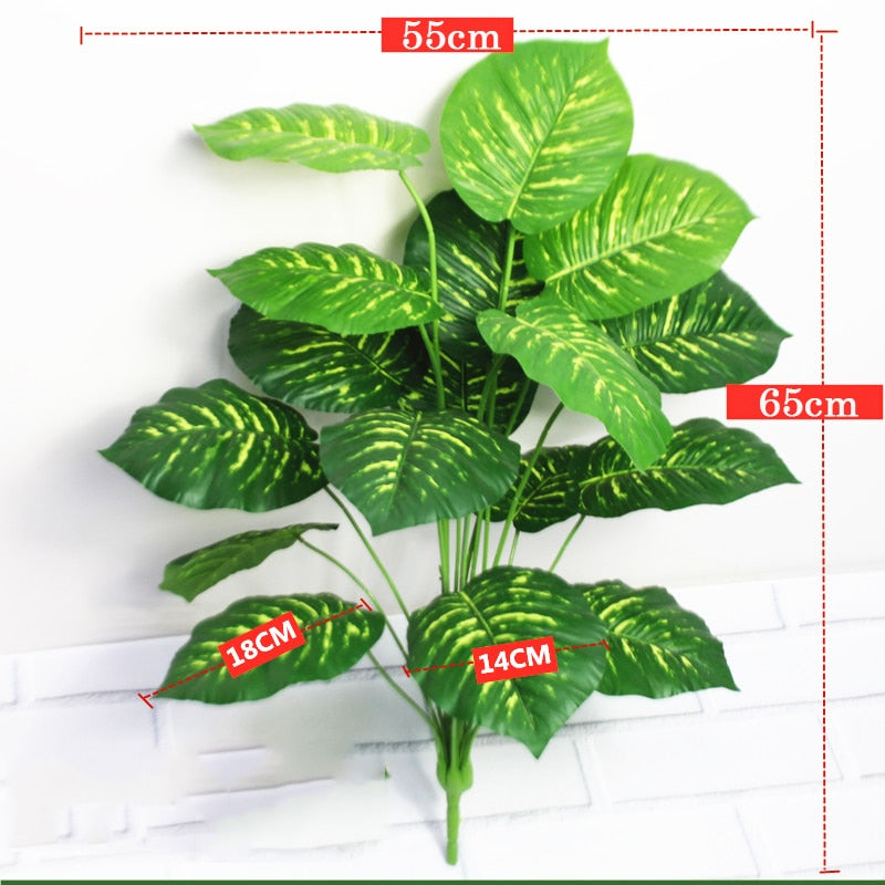 (2 PCS) 65cm 18 Heads Large Artificial Monstera Plants Tropical Palm Tree Fake