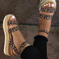 Ankle Strap Platform Line-Style Buckle Open Toe Platform Leopard Sandals * - Veooy