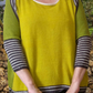 Yellow Knitted Stripes Crew Neck Casual Shirts & Tops