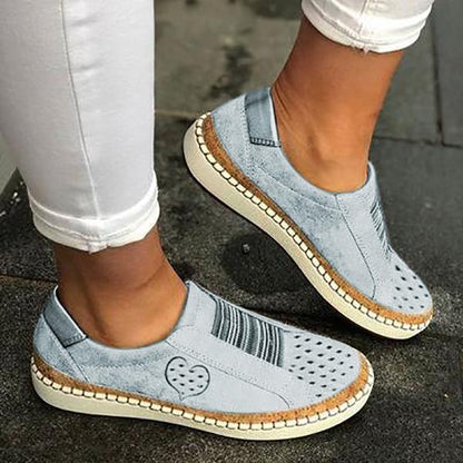Daily Casual Flat Heart Printed Sneakers * - Veooy