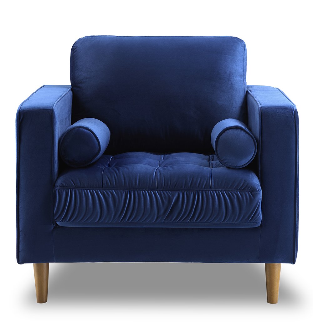 Bente - Tufted Blue Velvet Lounge Chair - Veooy