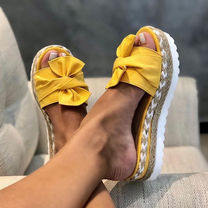 Women Casual Daily Comfy Bowknot Slip On Sandals *