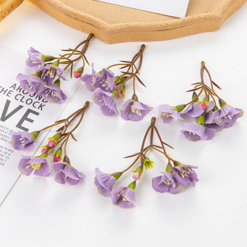 10pcs Simulated Flower 3-fork Small Rose Flower Wedding DIY Garland Material Headwear Accessories Fake Flowers Silk Flowers Bouquet Shoes, Hats And Hairpins Accessories