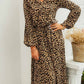 Leopard Print V-neck Elegant Midi Dress