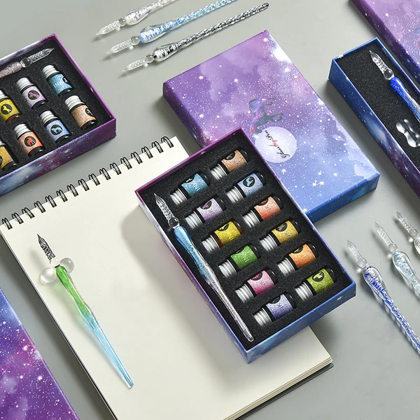 THE METEOR GRADIENT GLASS DIP PEN WITH INK GIFT SETS