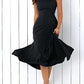 Black A-line Women Sleeveless Pockets Solid Summer Dress .*