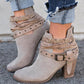 *Women Flocking Booties Casual Adjustable Buckle Shoes * - Veooy