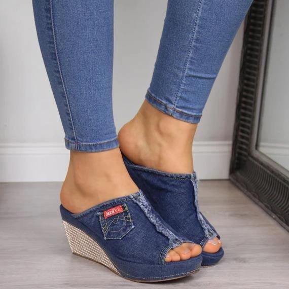 Women Peep Toe Casual Summer Wedge Sandals *