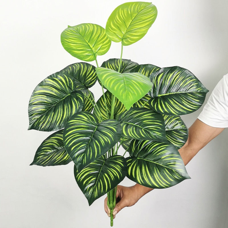 (2 PCS) 70cm 18 Heads Tropical Monstera Large Artificial Tree Branch Plastic Fake