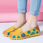 Floral Print Color Matching Soft Comfortable Slip On Flat Shoes - Veooy