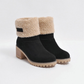 Female Winter Shoes Fur Warm Snow Boots Square Heels Ankle Boots - Veooy