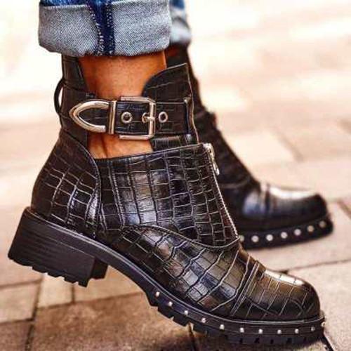 Artificial Leather All Season Zipper Boots - Veooy