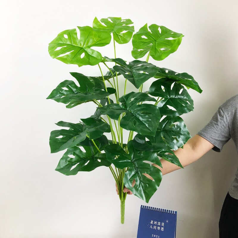 (2 PCS) 75cm 24 Forks Tropical Monstera Large Artificial Plants Branches Fake - Veooy