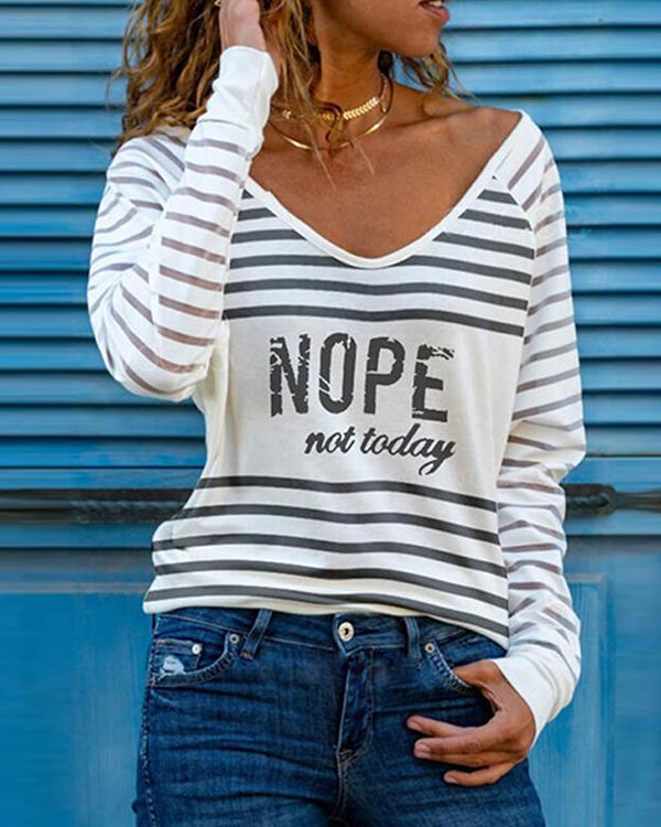 Casual Letter Print V Neck Shirts&Tops - Veooy
