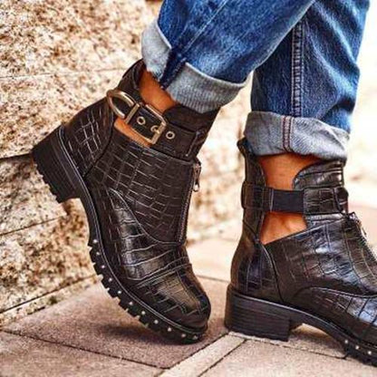 Artificial Leather All Season Zipper Boots - Veooy