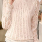 High Neck  See-Through  Floral Blouses - Veooy