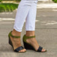 Wedges Heel Buckle Strap Color-block Daily Leisure Sandals *