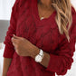 Loose V-neck Feather Solid Color Sweater(5 Colors) 💖