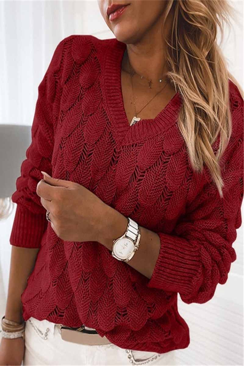 Loose V-neck Feather Solid Color Sweater(5 Colors) 💖