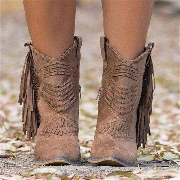 Fringe Leather Women Boots - Veooy