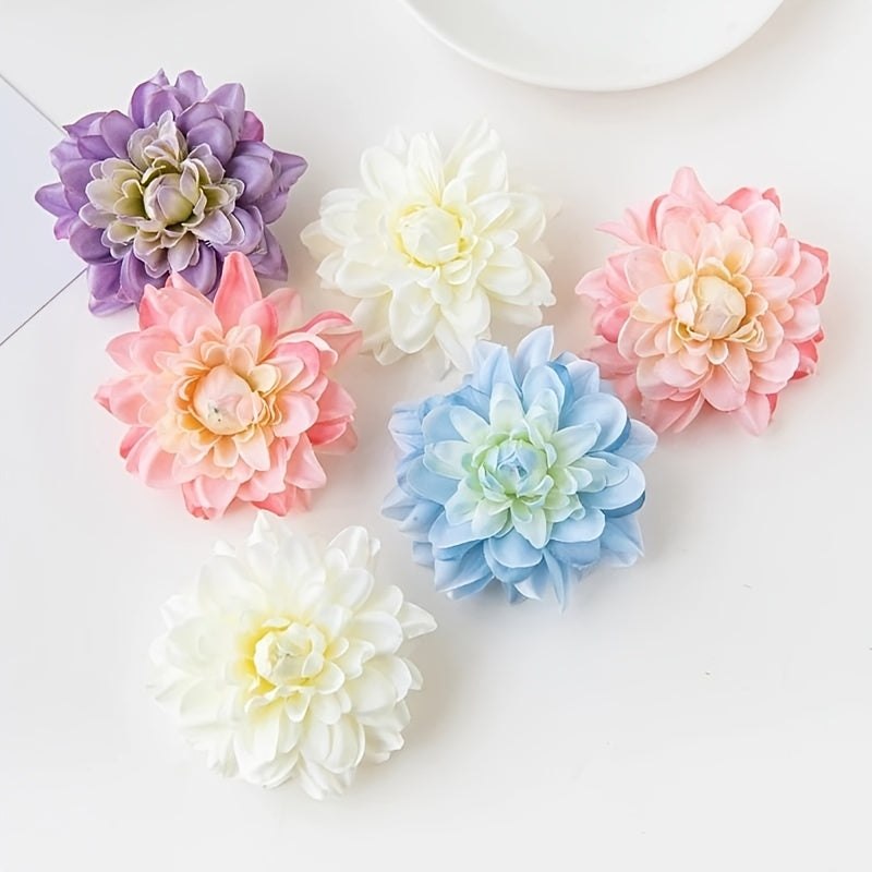 5pcs Mixed Color Simulated Flower Head, DIY Handmade Accessories, Silk Cloth Fake Flowers Wedding Celebration Living Room Table Decoration
