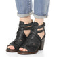 *Vintage Buckle Strap Heel Sandals Chunky Heel Sandals - Veooy