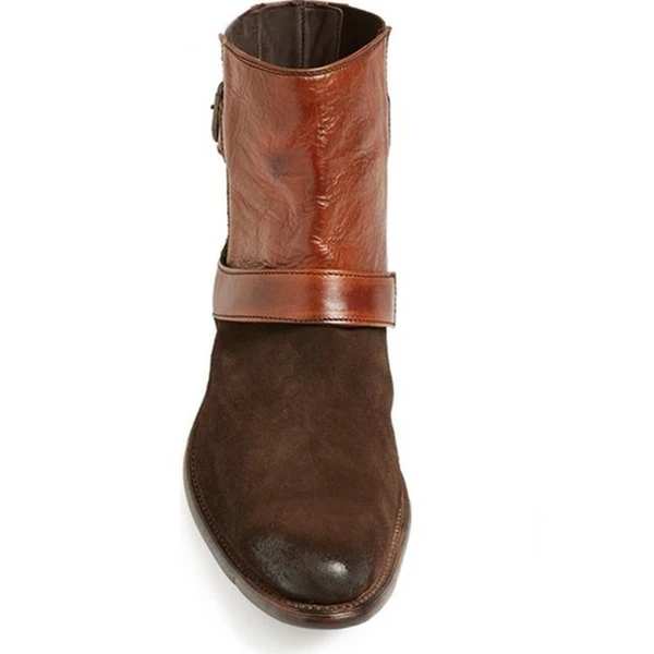Chelsea Brown Suede and Leather Boots