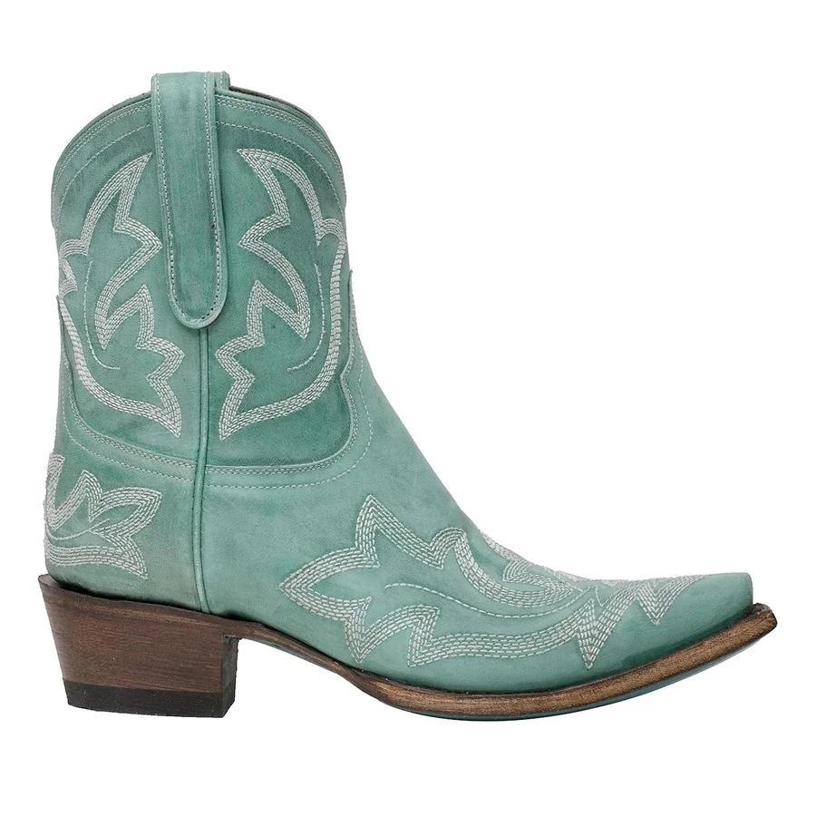 Retro Embroidery Ankle Booties Slip-on Women Cowboy Boots *