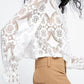 Fashion High Neck Long Sleeve Lace Blouses - Veooy