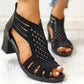 Women Peep Toe Elegant Chunky Heel Sandals .*