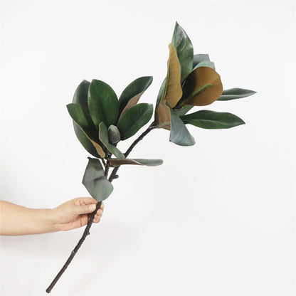 (2 PCS) 82cm 2 Heads Large Artificial Magnolia Tree Tropical Fake Plants Tall
