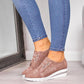 *Faux Leather Hollow-out Wedge Heel Sneakers - Veooy