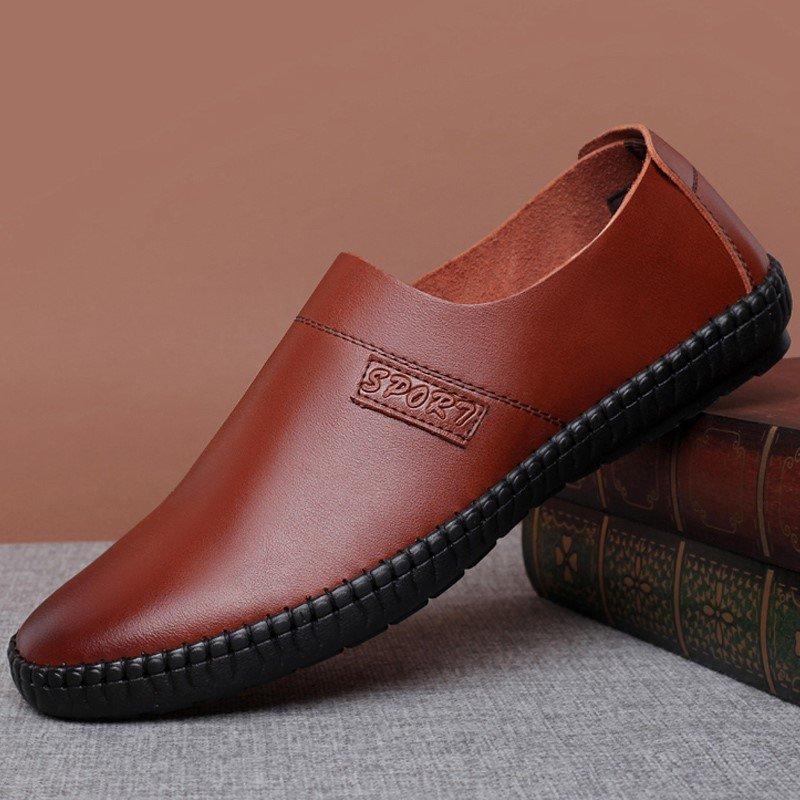 Men Pure Color Comfy Soft Sole Slip On Casual Loafers - veooy