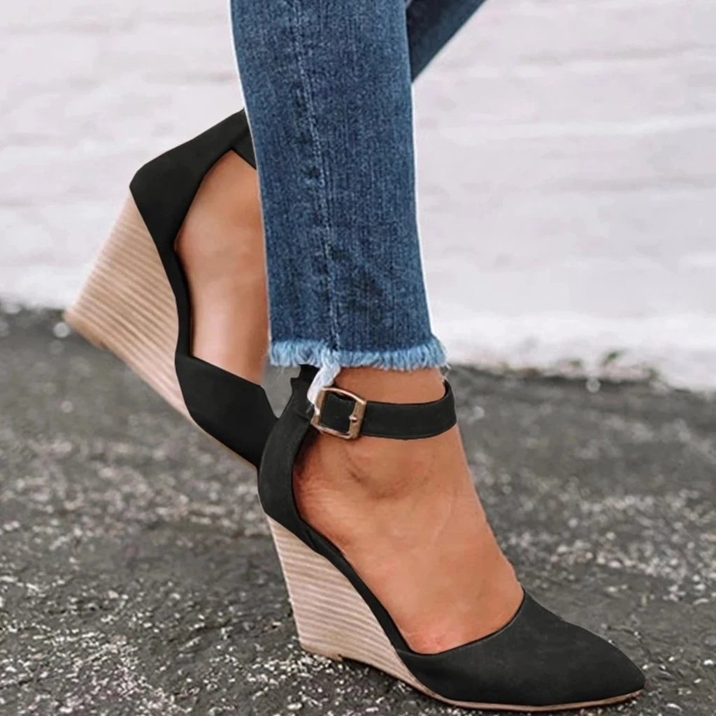 Summer Classic Wedge Pumps Ankle Strap Heels Sandals *