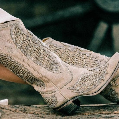 Women's Glitter Inlaid Wings Boots *