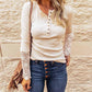 Lace Splice Solid Bottoming Shirt