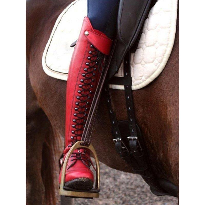Women Horse Riding Booties Casual Lace-Up Boots *