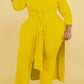 Yellow Casual Solid Patchwork Slit O Neck Long Sleeve Two Pieces