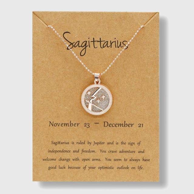 Zodiac Horoscope Rose Gold Necklace