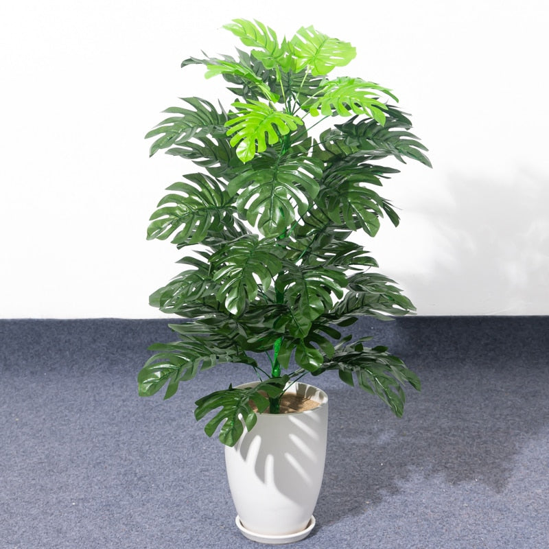 (2 PCS) 90cm Large Artificial Palm Tree Tropical Fake Plants Silk Monstera Leaves