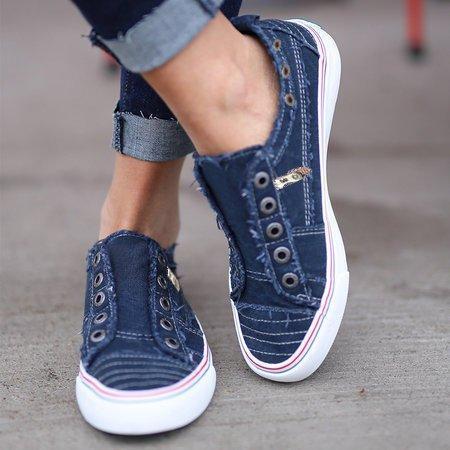 *Women Zipper Daily Canvas Slip-on Athletic Sneakers - Veooy