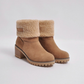 Female Winter Shoes Fur Warm Snow Boots Square Heels Ankle Boots * - Veooy