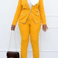 Yellow Casual Work Solid Patchwork Buttons Turn-back Collar Long Sleeve Two Pieces