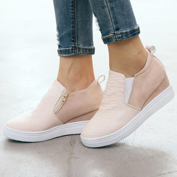 Women Fashion Wedge Sneakers Solid Color Comfortable Shoes *